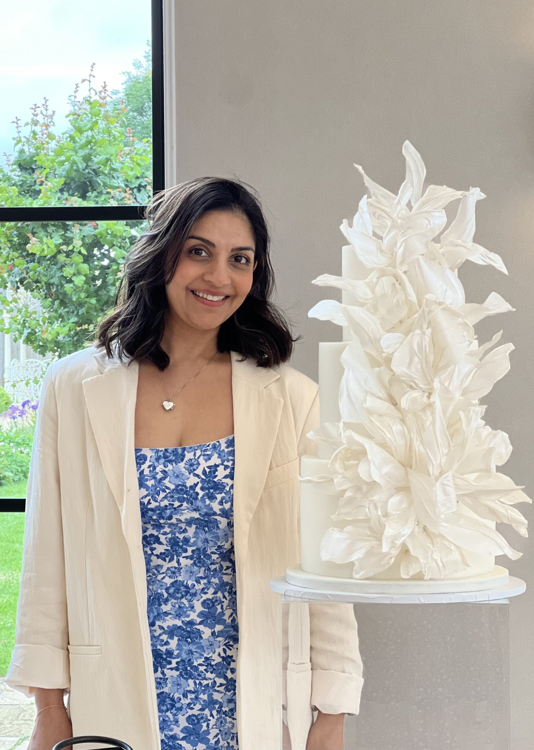 White on white showstopper cake