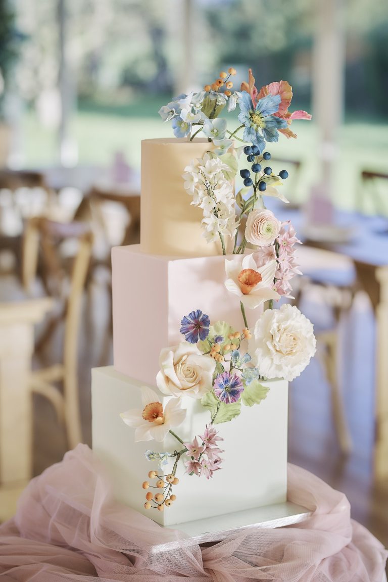 sugar flower wedding cake