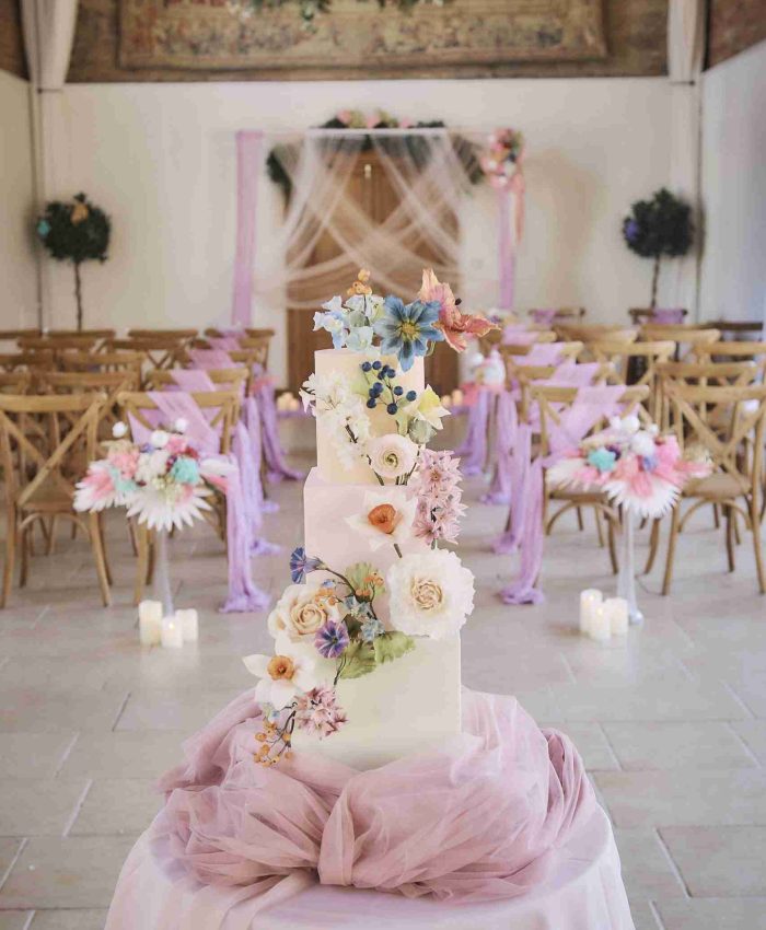 sugar flower wedding cakes as supplied to a wedding at the Barns Delbury, Shropshire
